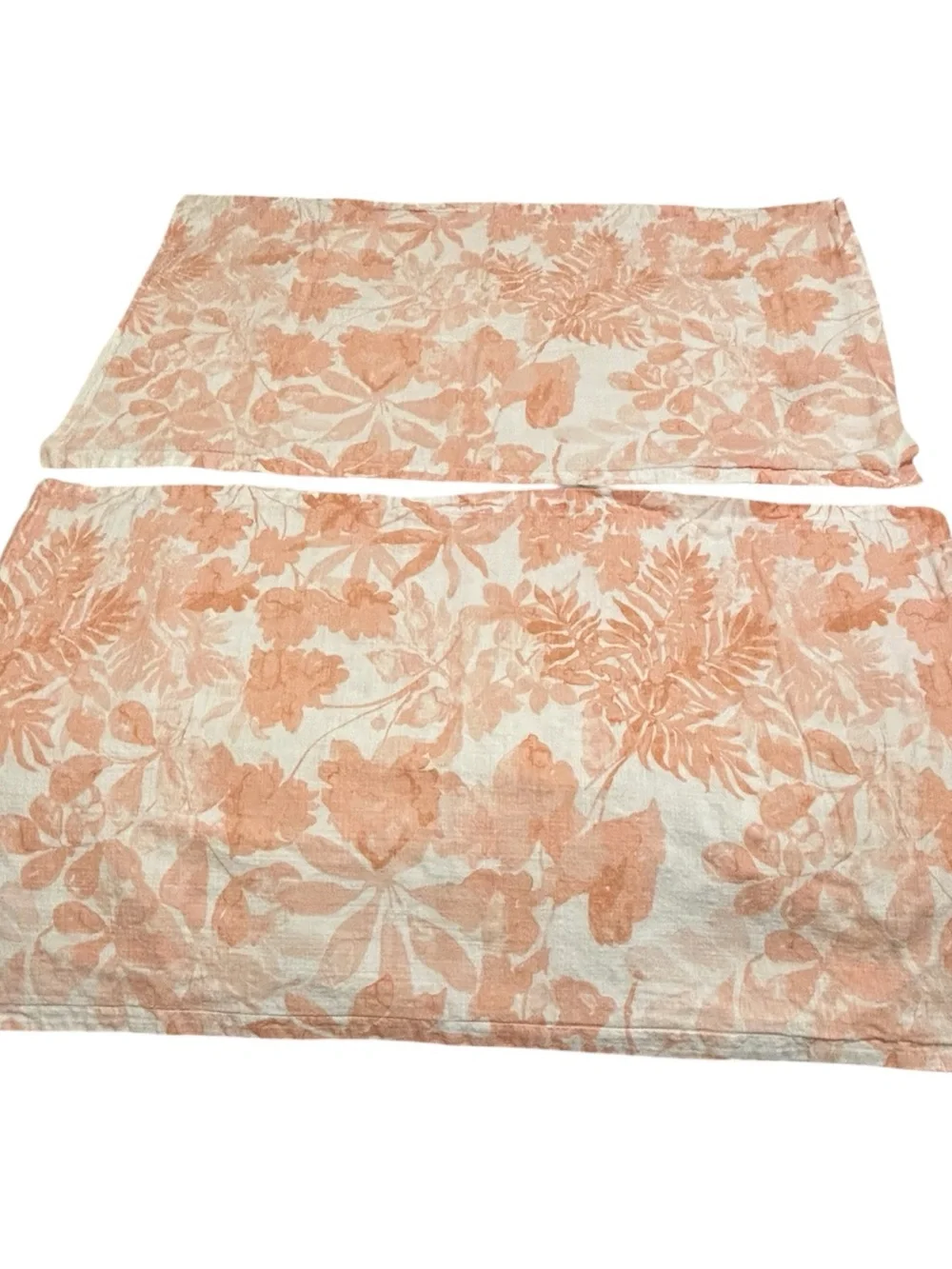 2 Coastal Collection Floral Botanical Pillow Shams Standard Coral White Cotton